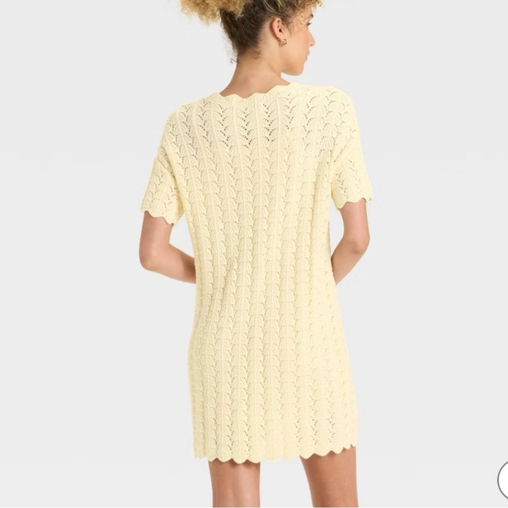 A New Day Pointelle Knit Sweater Dress | NWT | Cream | Scalloped Hem - Picture 4 of 8